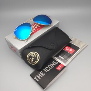 RB3025 112/17 Aviator Sunglasses Gold Blue Metal